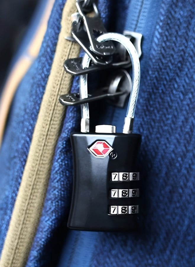 بشكل مختصر [عبوة من قطعتين] أقفال أمتعة TSA، [أحدث إصدار] أقفال أمان بثلاثة أرقام، أقفال برموز، أقفال برموز لحقائب السفر، حقائب الأمتعة، الخزائن، إلخ. أسود - Image 4